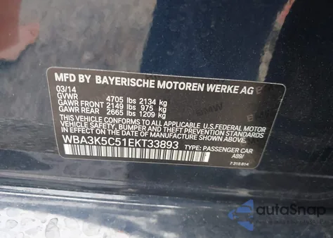 2014 BMW 328D xDrive from USA, damaged, VIN WBA3K5C51EKT33893